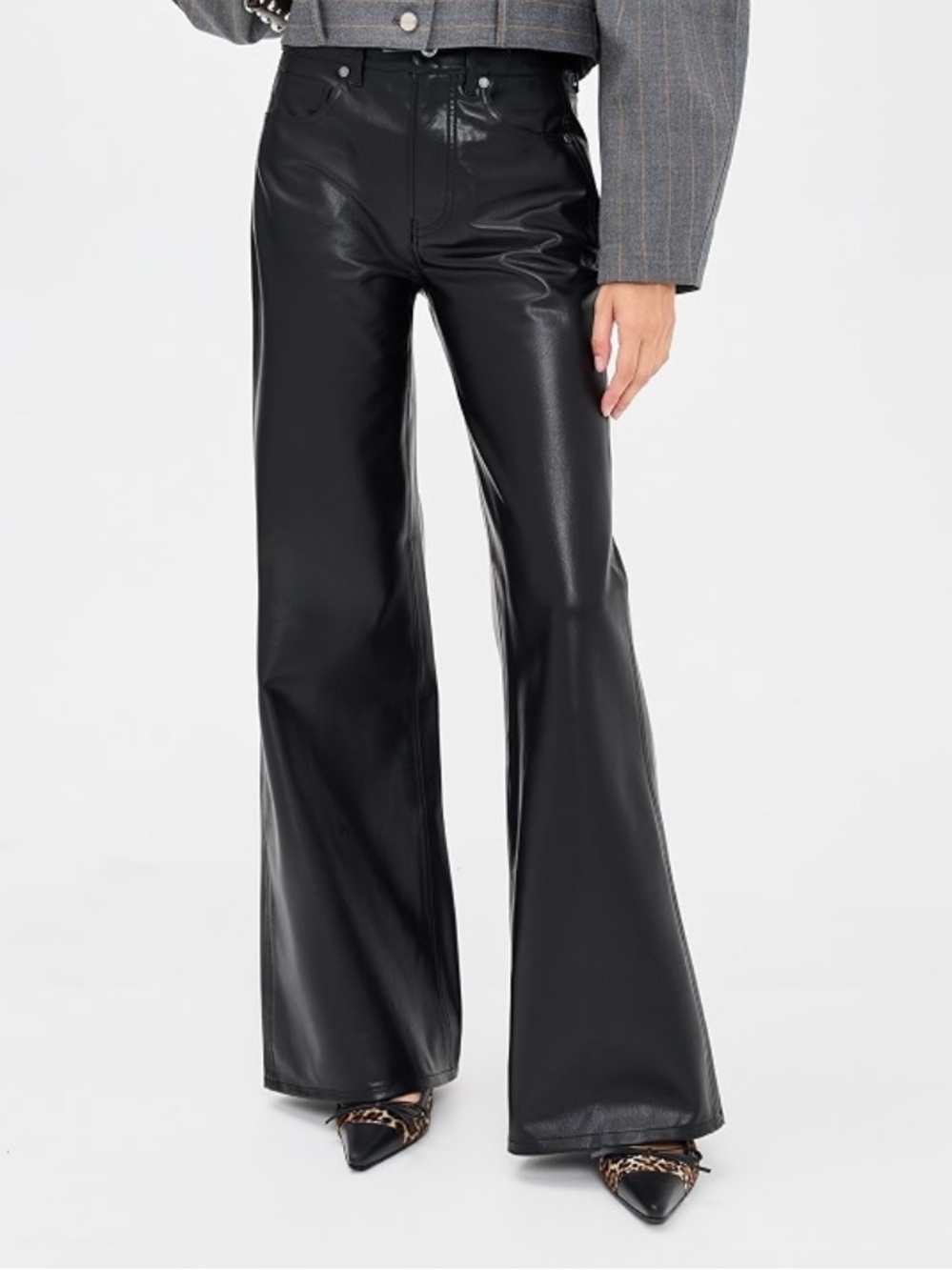 Veronica Beard Black Wide-Leg Vegan Leather Pants